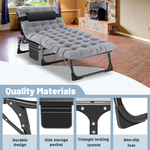 Alwyn Home Rosio Folding Chaise Lounge Chair 5Position, Folding Cot